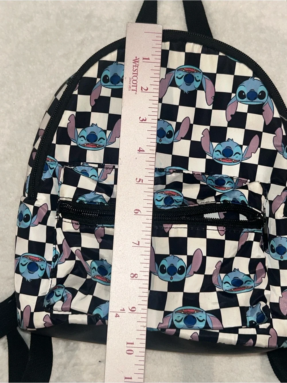 Bioworld Disney Lilo & Stitch mini backpack checkered print black & white cute